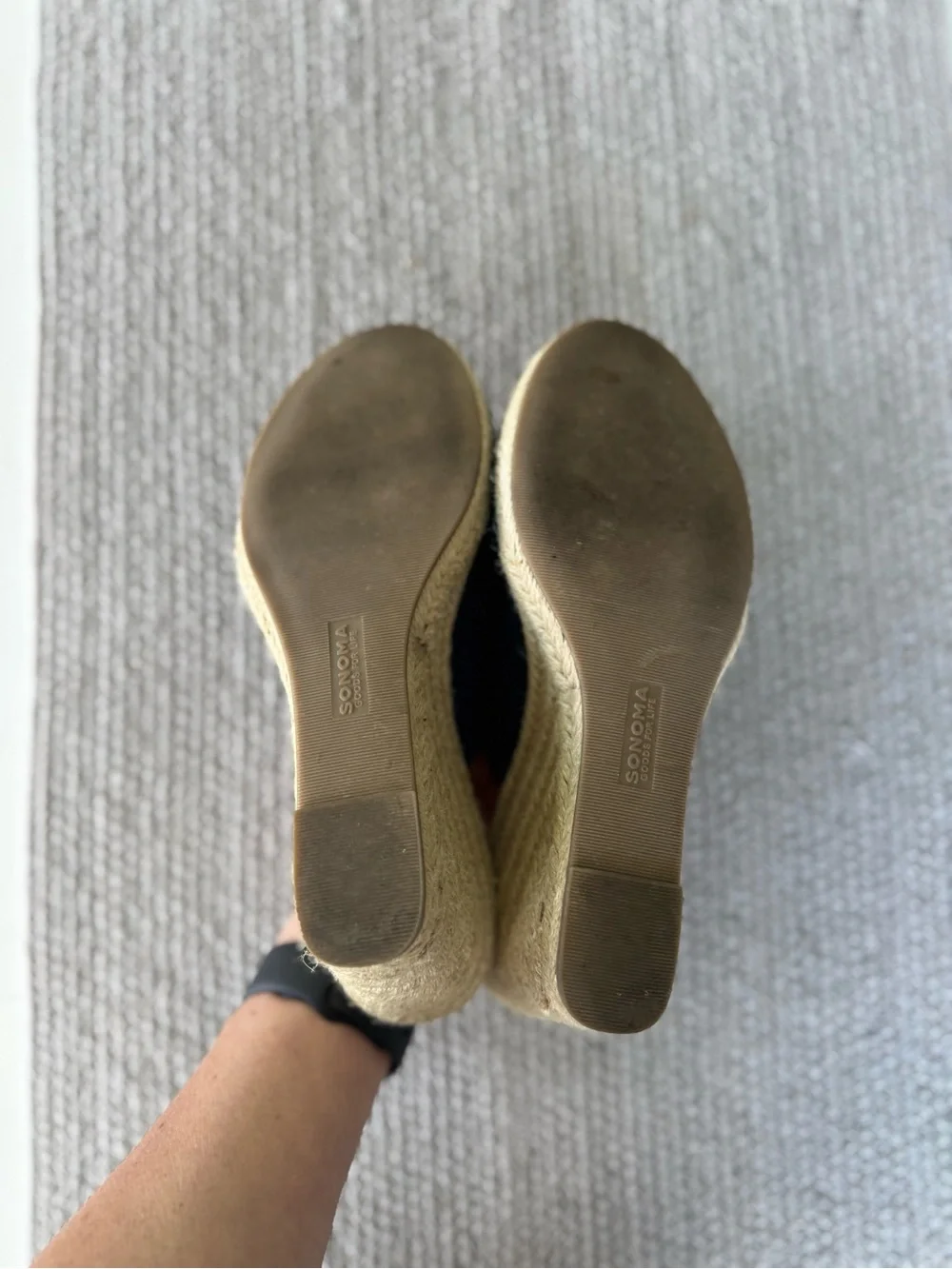 Vintage Sonoma Navy Blue Genuine Suede Espadrille Wedge Sandals Size 8